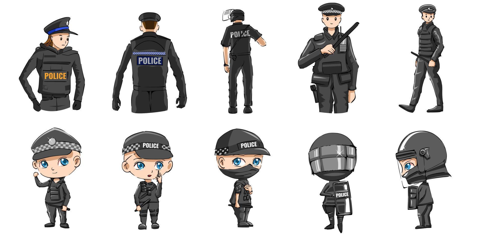 Polizei Vektor einstellen Sammlung Grafik Clip Art Design
