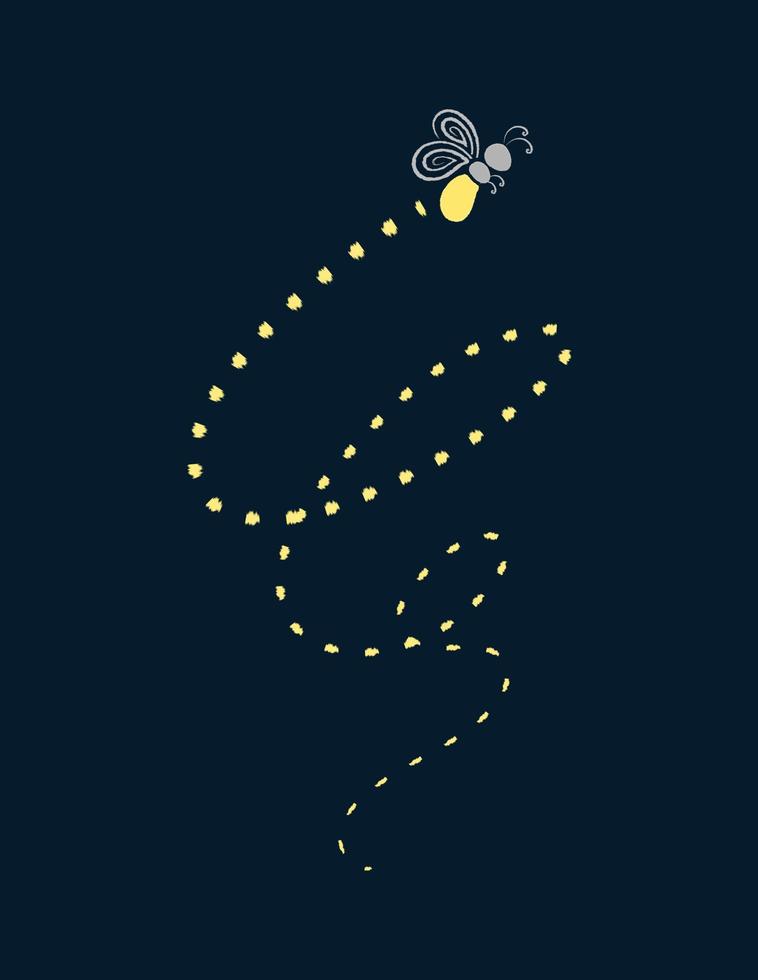 Glühwürmchen fliegend mit Weg Clip Art vektor