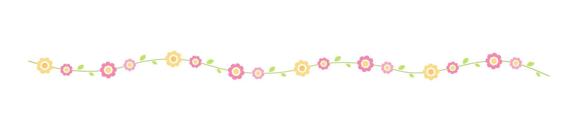 söt vår blommig delare gränser. springtime och påsk blomma separatorer design element. vektor