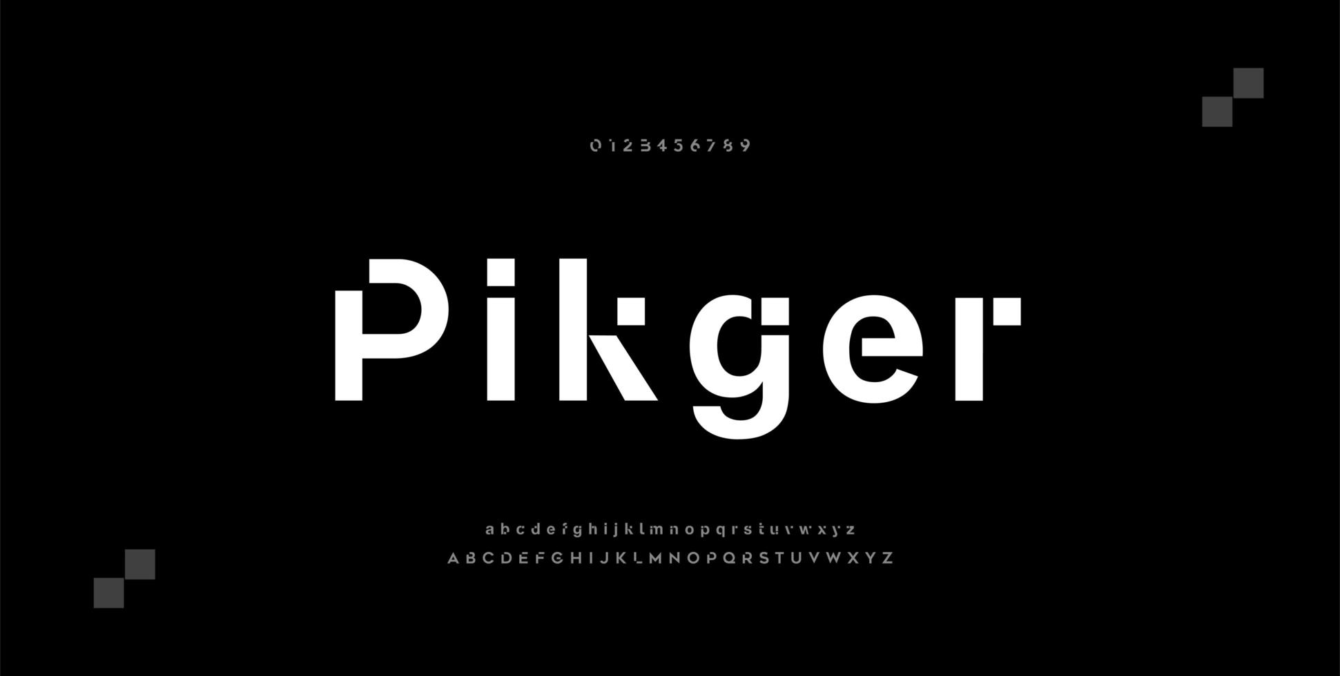 abstrakta minimala moderna alfabetsteckensnitt. typografi teknik elektronisk digital musik framtida kreativt teckensnitt. vektor illustration