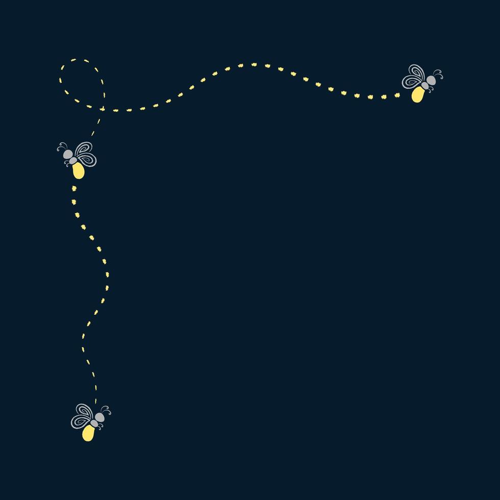 Glühwürmchen Rahmen Ecke Clip Art. Glühwürmchen fliegend abstrakt Illustration. vektor