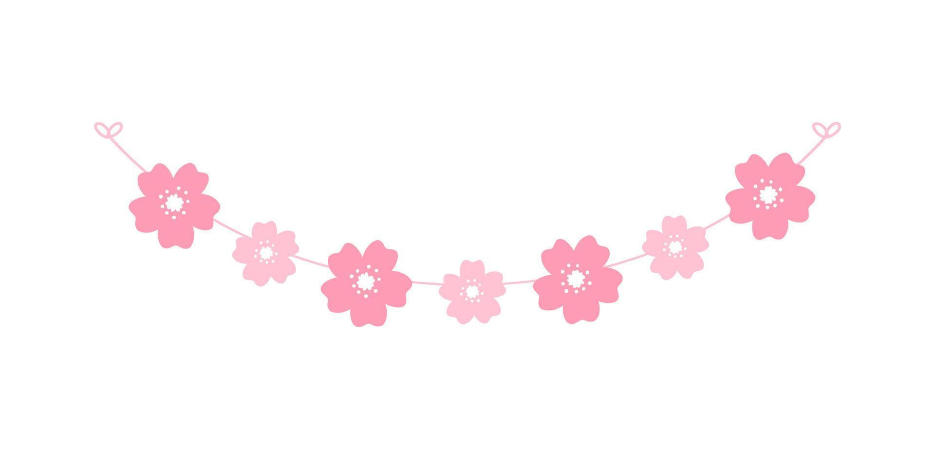körsbär blomma sakura blomma buntings för våren. söt vår blommig krans illustration. vektor