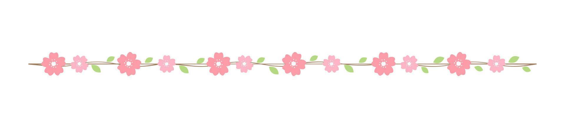 Kirsche blühen Teiler Grenzen. Frühling Sakura japanisch Blume Trennzeichen Design Element. vektor