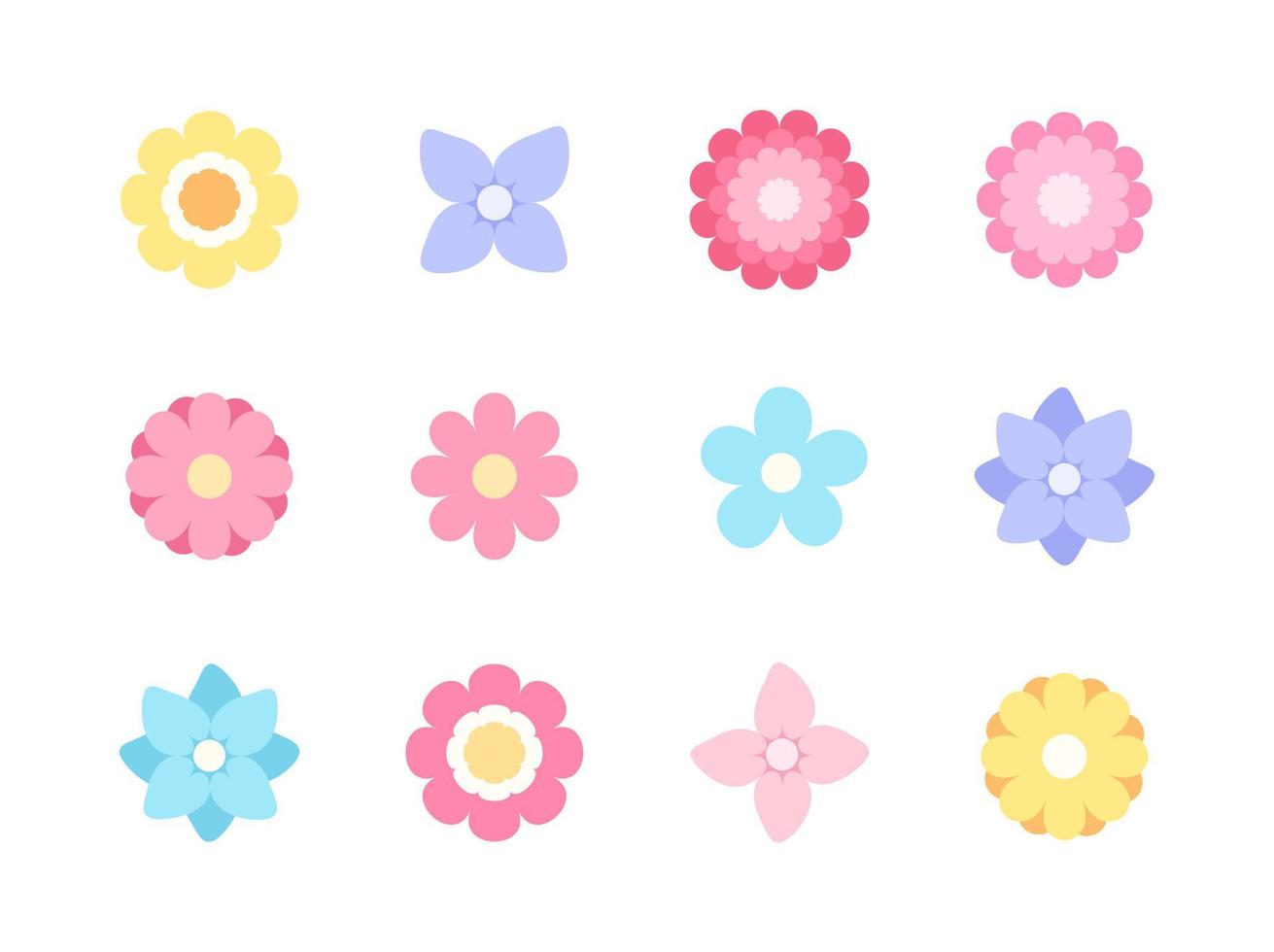 bunt Vektor abstrakt Blume Symbole isoliert auf Weiß Hintergrund. einfach minimal eben Kunst Stil zum Banner, Poster, Förderung, Netz Grundstück, online Einkaufen, Werbung.