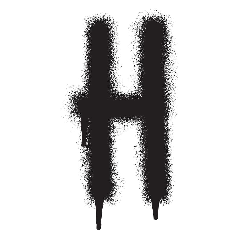 Graffiti Schriftart Alphabet h mit schwarz sprühen malen. Vektor Illustration.