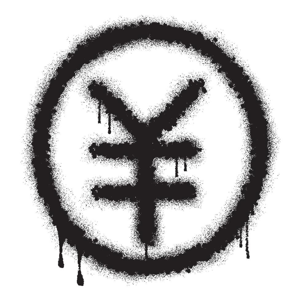 yen mynt symbol ikon med svart spray måla vektor