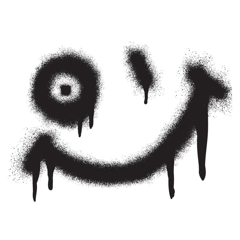 lächelnd Gesicht Emoticon Graffiti mit schwarz sprühen Farbe vektor