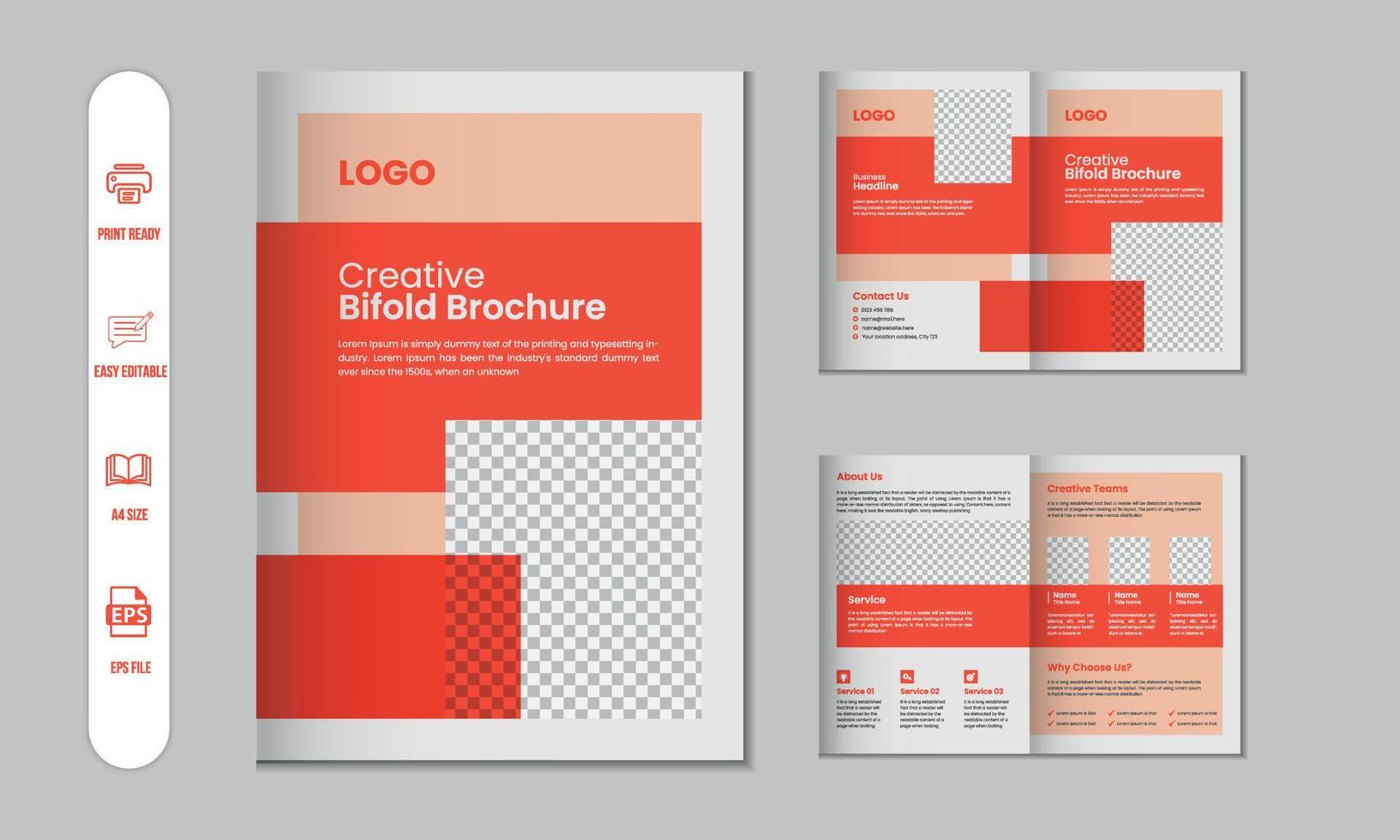 Bifold Broschüre und Unternehmen Profil, Flyer, Zeitschrift, jährlich Bericht, Portfolio a4 Größe Vorlage Design vektor