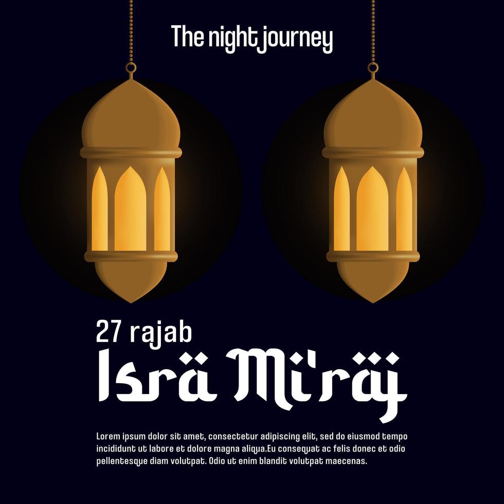 isra mi'raj islamic posta design. design mall de natt resa av profet muhammad 27 rajab vektor