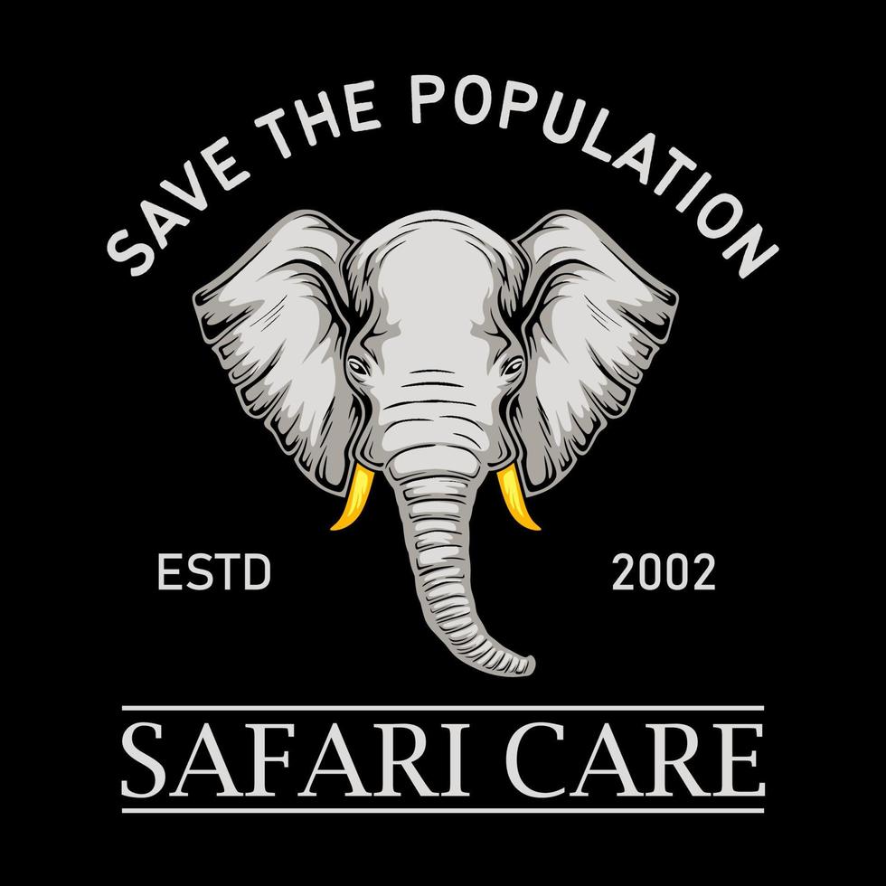 mall vektor illustration av elefant i logotyp med text isolerat i svart bakgrund