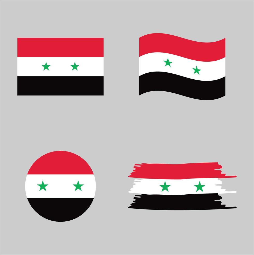 uppsättning av fyra syriansk nationell flaggor platt vektor