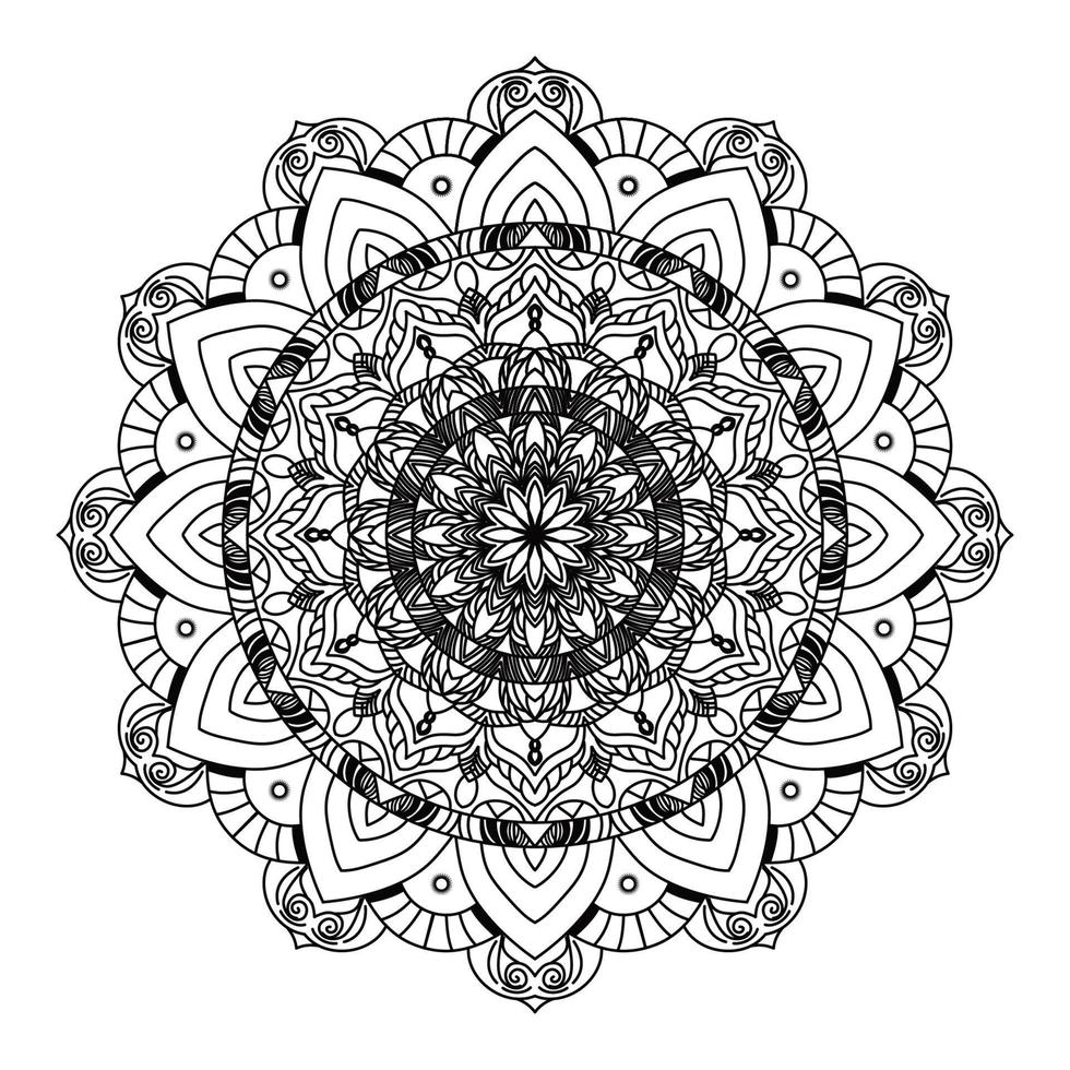 mandala färg bok. tapet design, bricka mönster, skjorta, hälsning kort, klistermärke, spets mönster och tatuering. dekoration för interiör design. vektor etnisk orientalisk cirkel prydnad. vit bakgrund