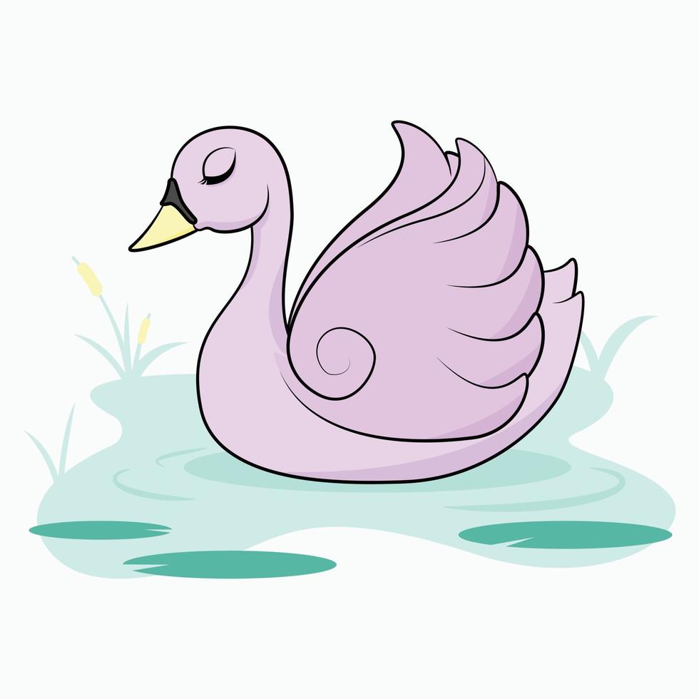 süß Schwan im Teich Illustrator Vektor