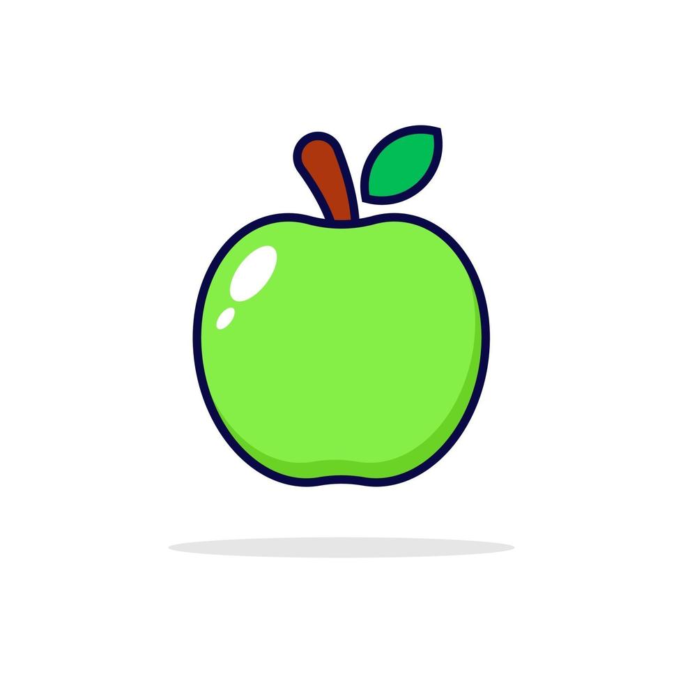 äpple söt illustration grön färsk vektor
