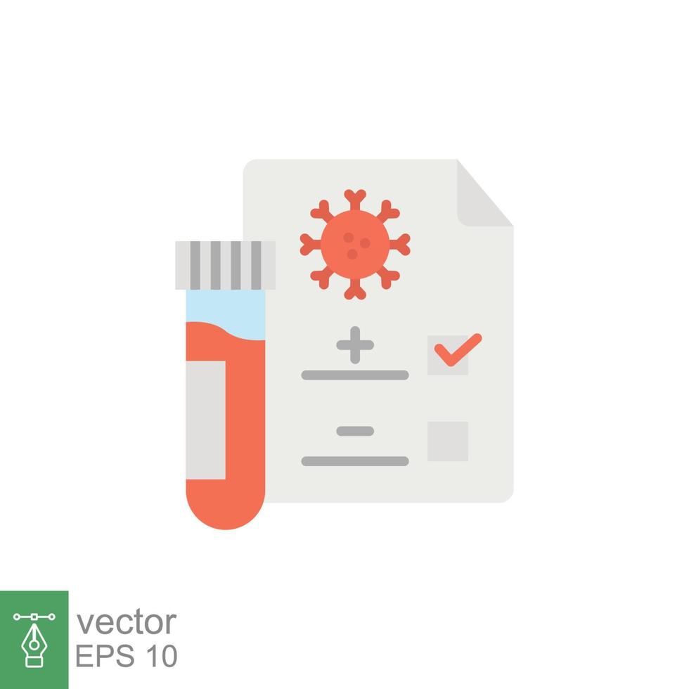 covid testa ikon. enkel platt stil. positiv korona virus resultat, negativ, snabb, plasma, forskning, medicinsk begrepp. vektor illustration isolerat på vit bakgrund. eps 10.