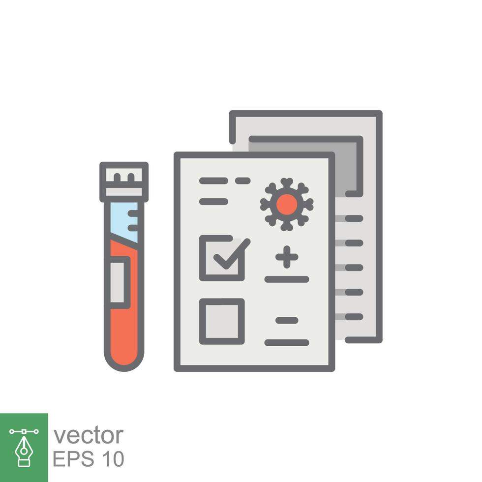 covid Prüfung Symbol. einfach gefüllt Gliederung Stil. positiv Corona Virus Ergebnis, Negativ, schnell, Plasma, Forschung, medizinisch Konzept. Vektor Illustration isoliert auf Weiß Hintergrund. eps 10.