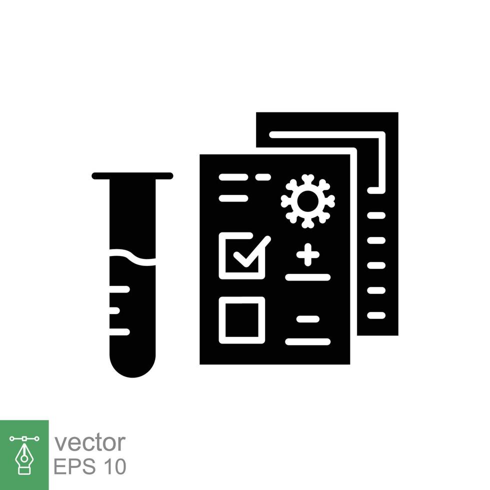 covid Prüfung Glyphe Symbol. einfach solide Stil. positiv Corona Virus Ergebnis, Negativ, schnell, Plasma, Forschung, medizinisch Konzept. Vektor Illustration isoliert auf Weiß Hintergrund. eps 10.