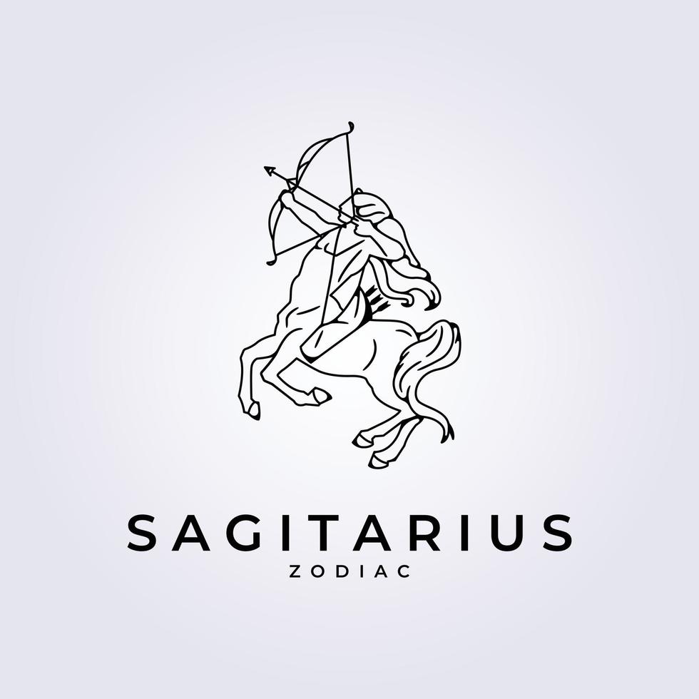 sagittarius zodiaken linje horoskop ikoniska logotyp symbol ikon design illustration vektor