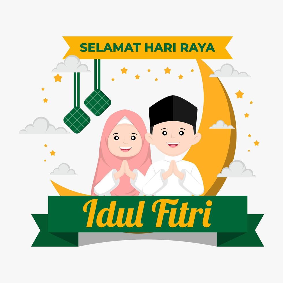 eid al fitr Muslim Karikatur Illustration vektor