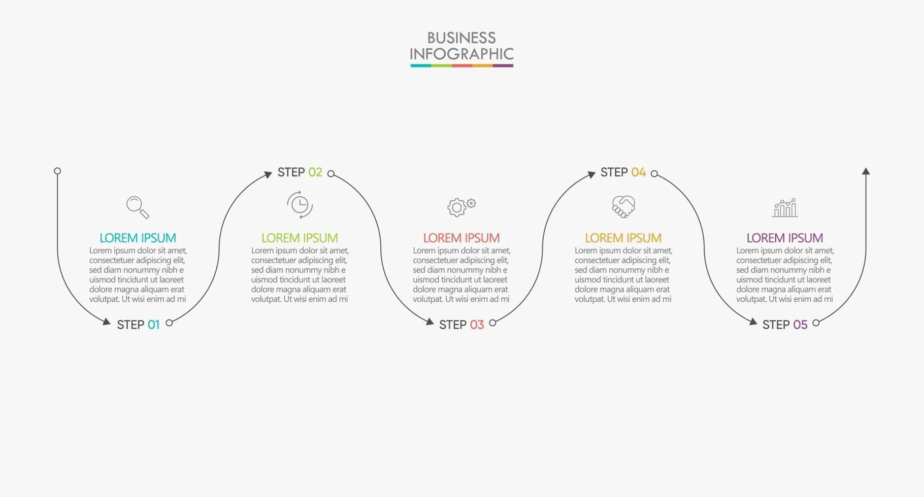 Infografik Thin Line Design Vorlage mit 5 Optionen vektor