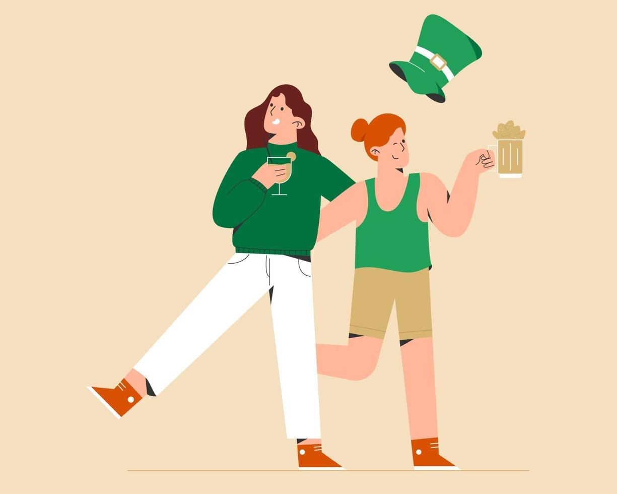 Saint Patrick Day und Frauen bei Party Design vektor