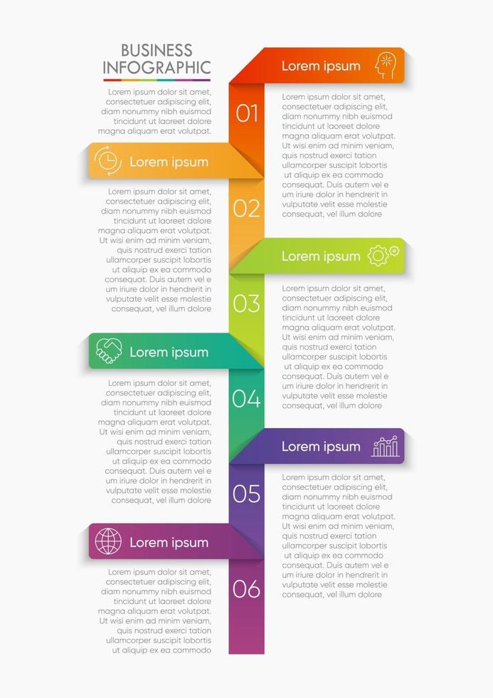 moderne Infografik-Verbindungsvorlage mit 6 Optionen vektor