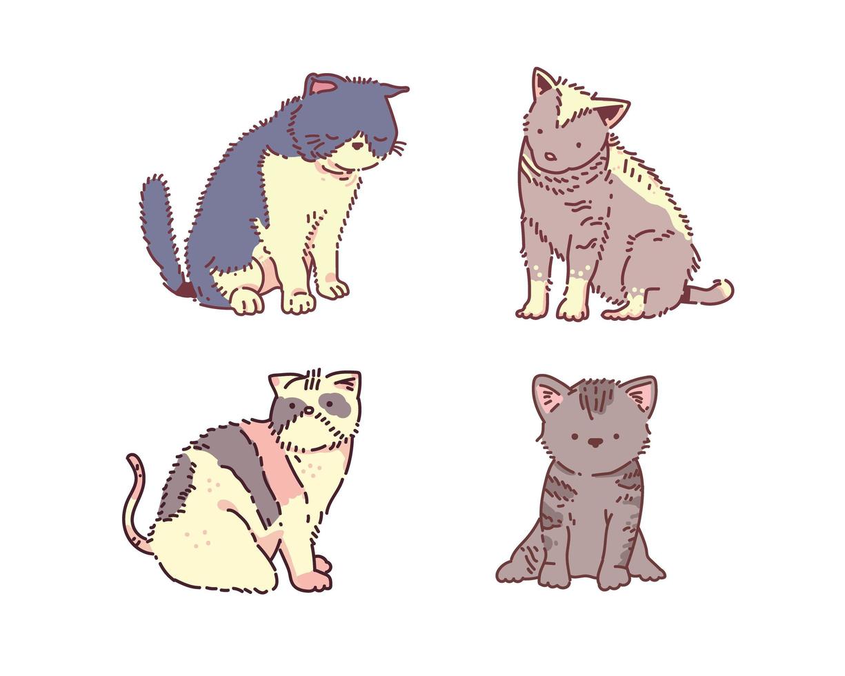 lustige handgezeichnete Katzen vektor