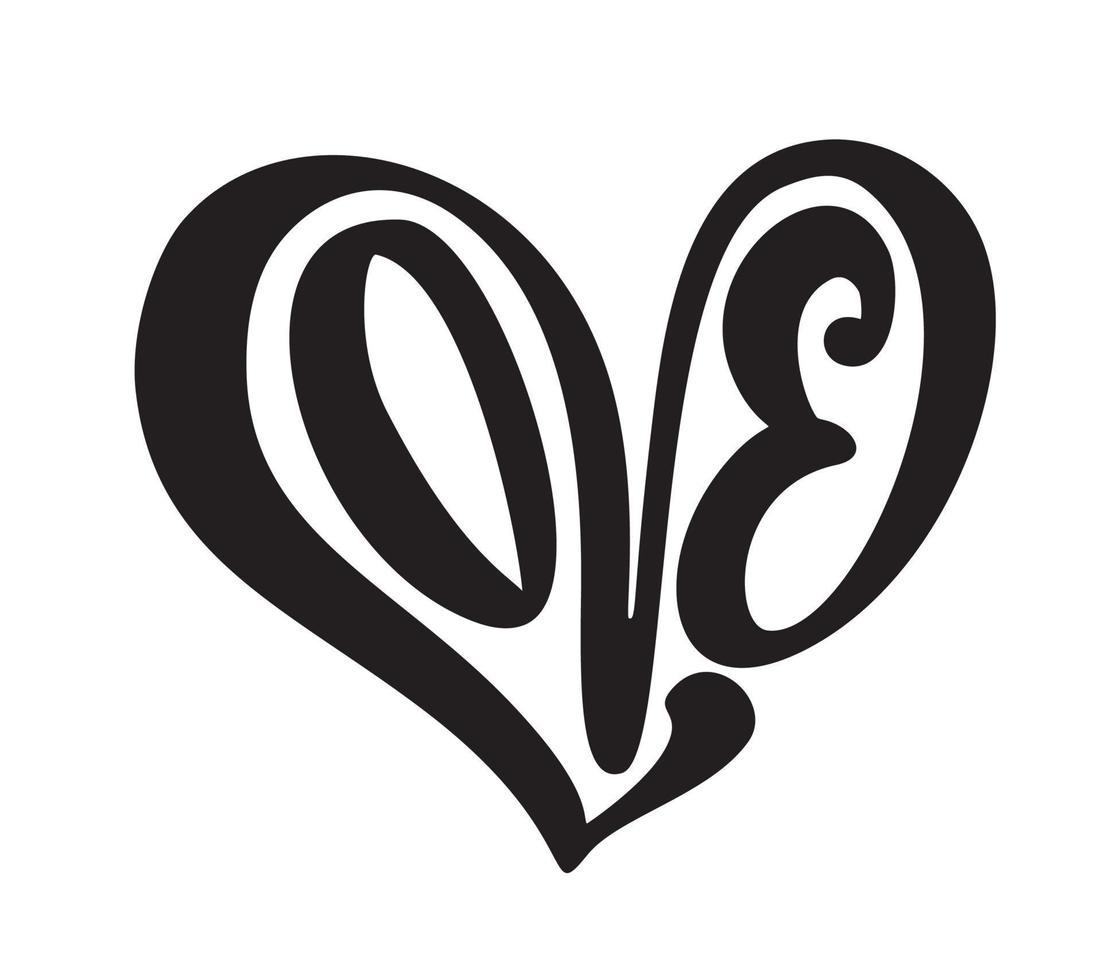 handskriven vektor logotyp text kärlek och hjärta. laserskurna glad Alla hjärtans dagskort, romantisk offert för design gratulationskort, tatuering, semesterinbjudan