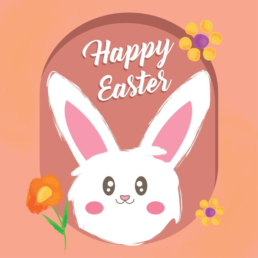 Lycklig påsk affisch med kanin och blommor vektor illustration
