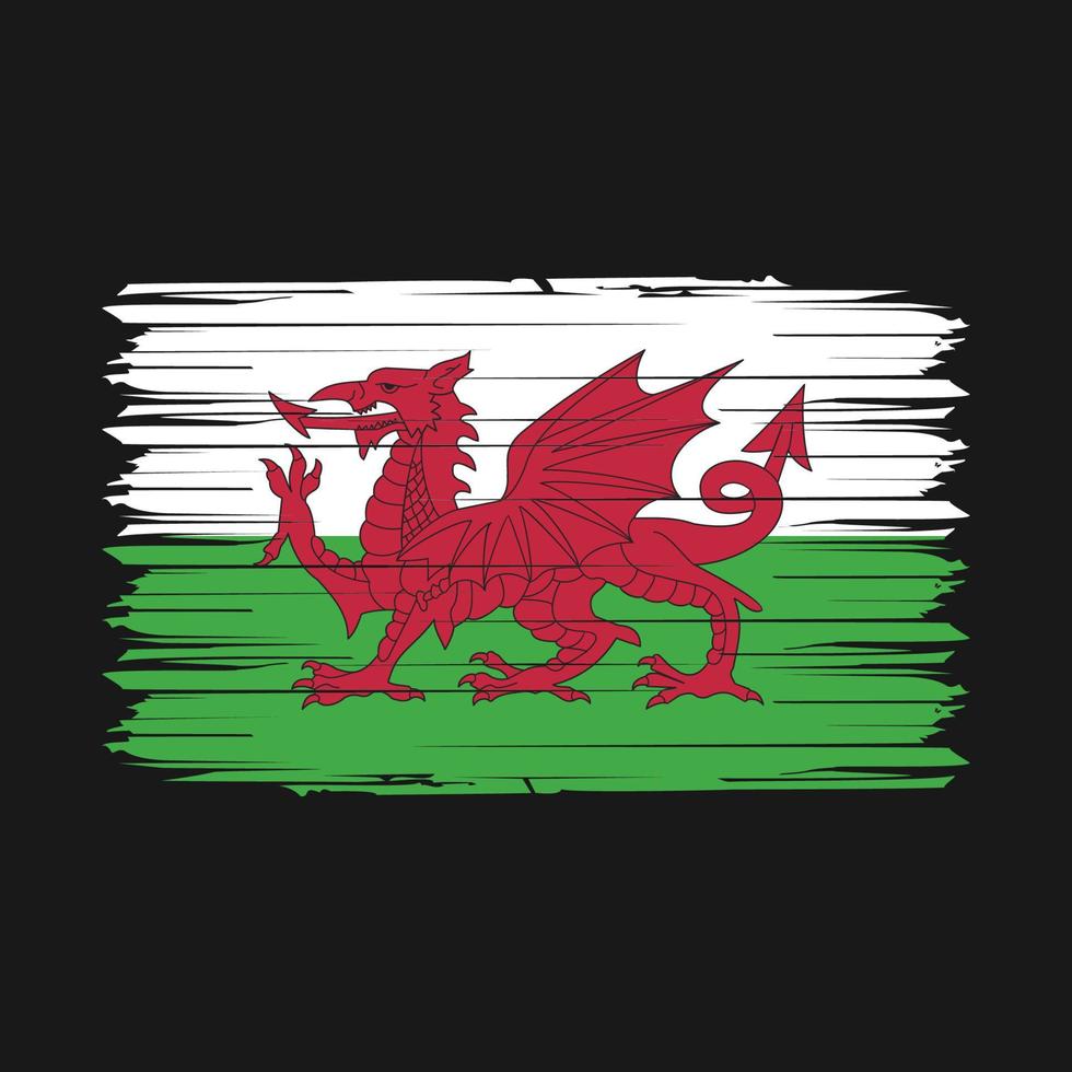 wales-flaggenpinsel-vektorillustration vektor