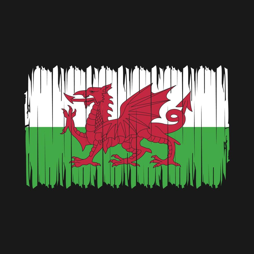 wales-flaggenpinsel-vektorillustration vektor