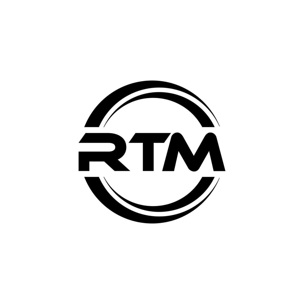 rtm brev logotyp design i illustration. vektor logotyp, kalligrafi mönster för logotyp, affisch, inbjudan, etc.