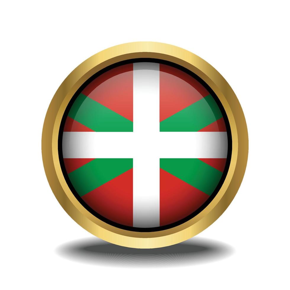 baskisch landet Flagge Kreis gestalten Taste Glas im Rahmen golden vektor