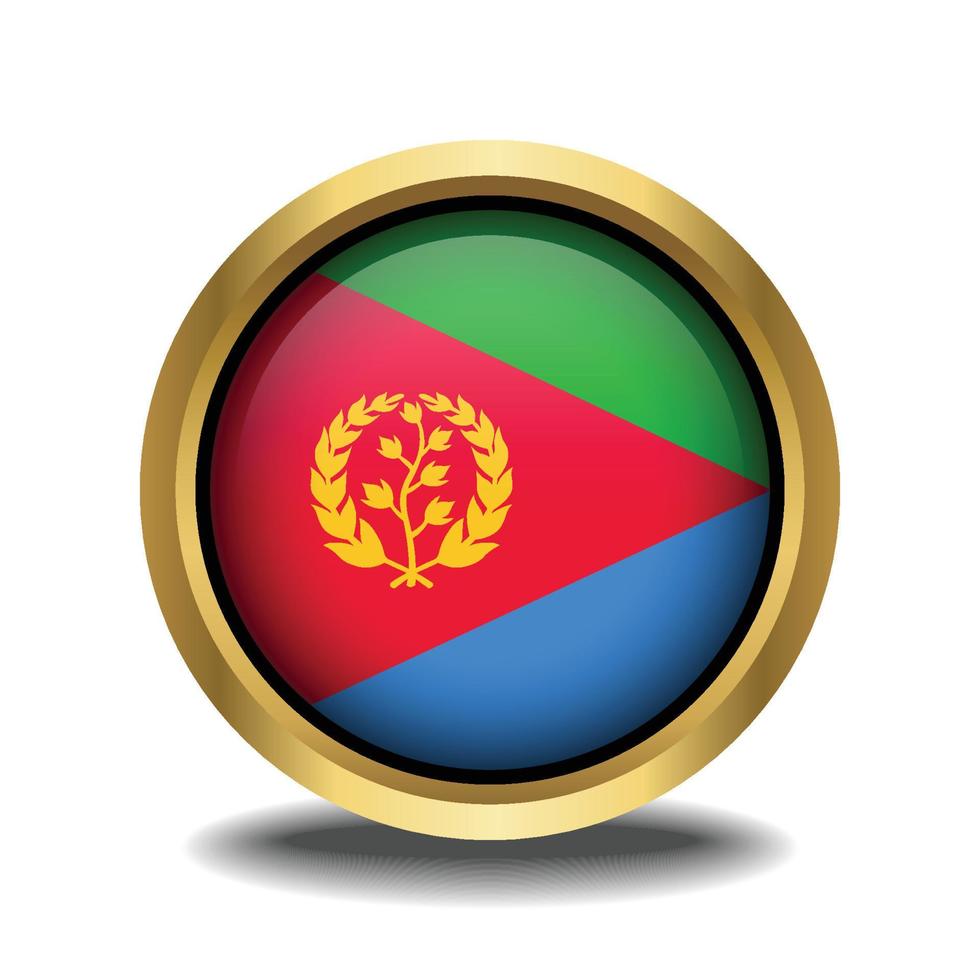 eritrea Flagge Kreis gestalten Taste Glas im Rahmen golden vektor