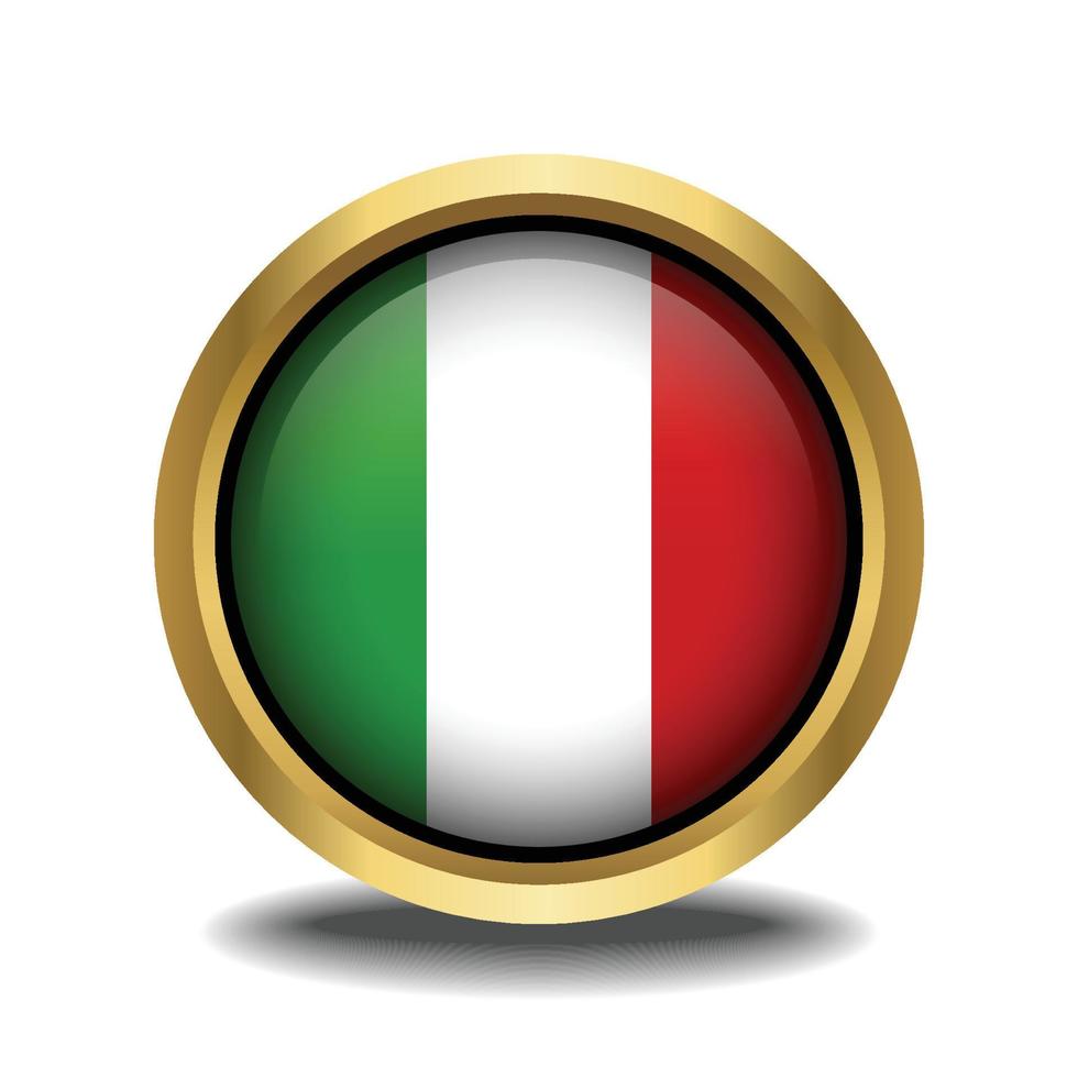 Italien flagga cirkel form knapp glas i ram gyllene vektor