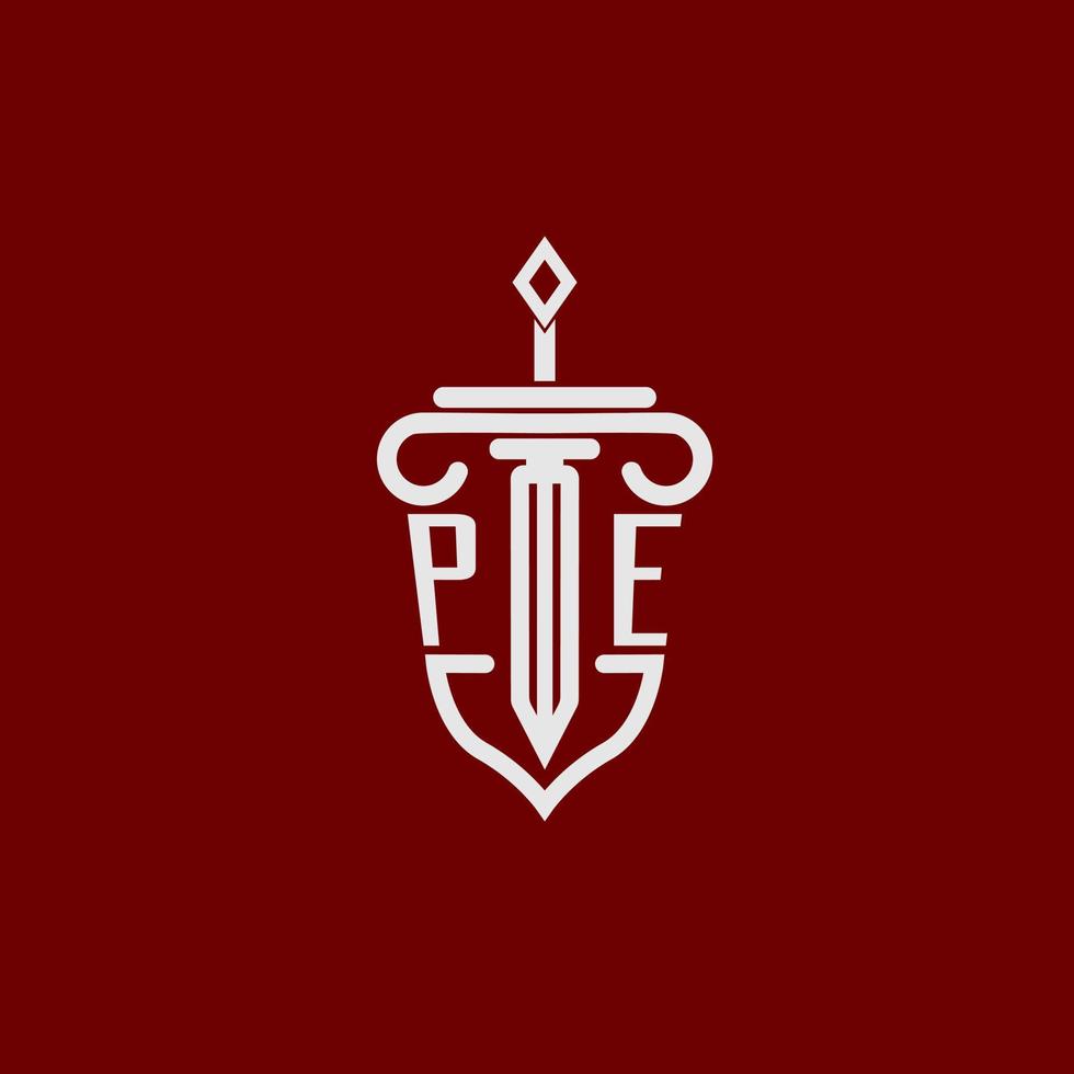 Sport Initiale Logo Monogramm Design zum legal Anwalt Vektor Bild mit Schwert und Schild