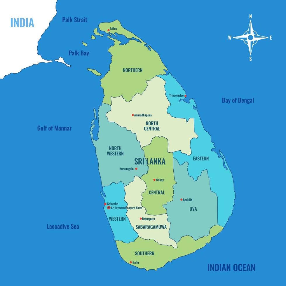 Land Karte von sri Lanka vektor