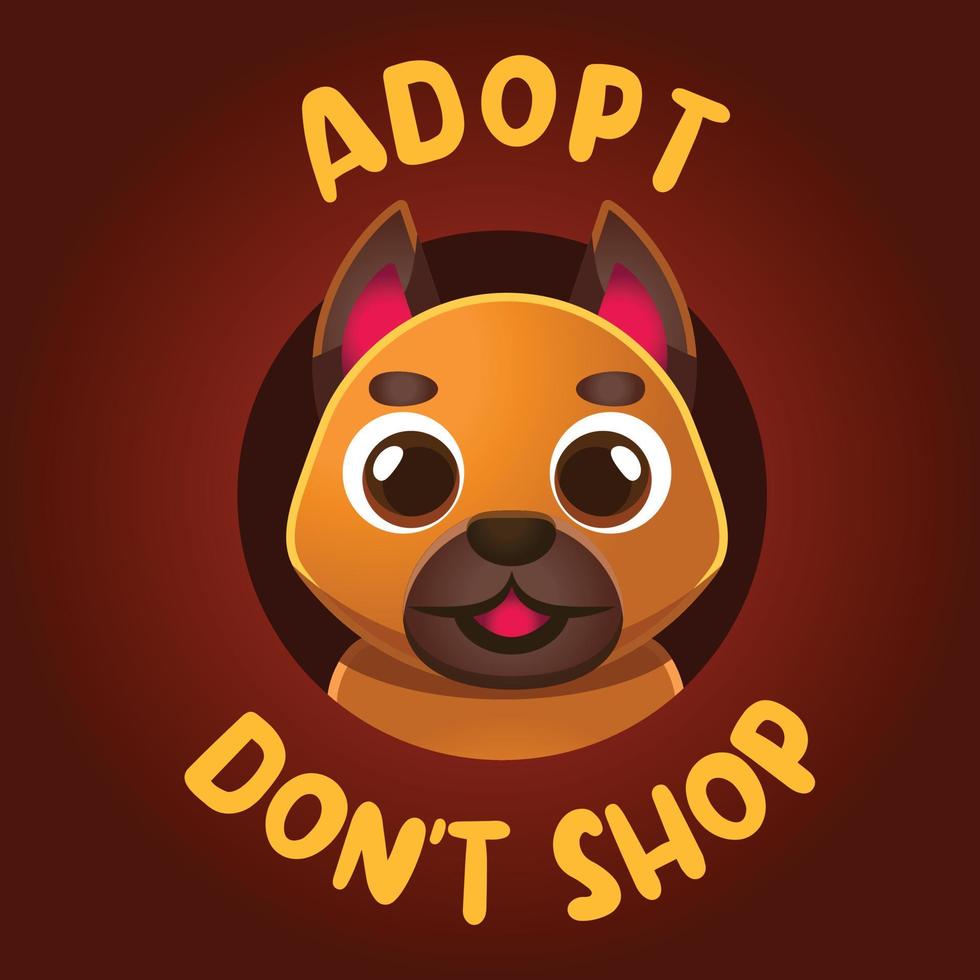 söt söt hund valp adoption maskot tecknad serie affisch tapet design social media illustration karaktär vektor konst.