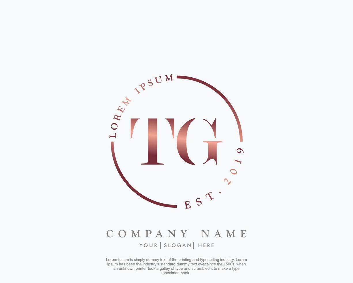 Initiale Brief tg feminin Logo Schönheit Monogramm und elegant Logo Design, Handschrift Logo von Initiale Unterschrift, Hochzeit, Mode, Blumen- und botanisch mit kreativ Vorlage vektor