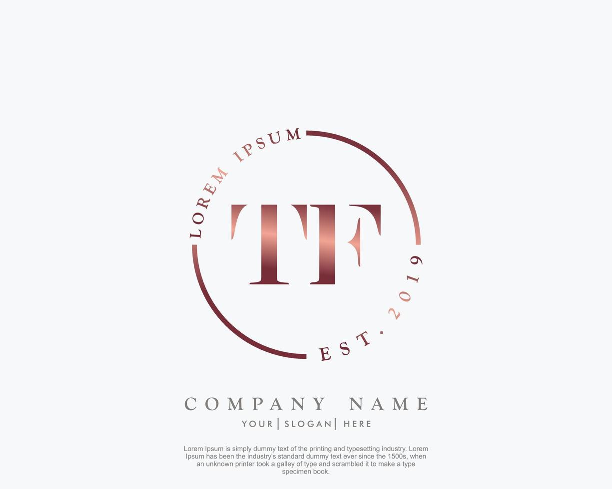 första brev tf feminin logotyp skönhet monogram och elegant logotyp design, handstil logotyp av första signatur, bröllop, mode, blommig och botanisk med kreativ mall vektor