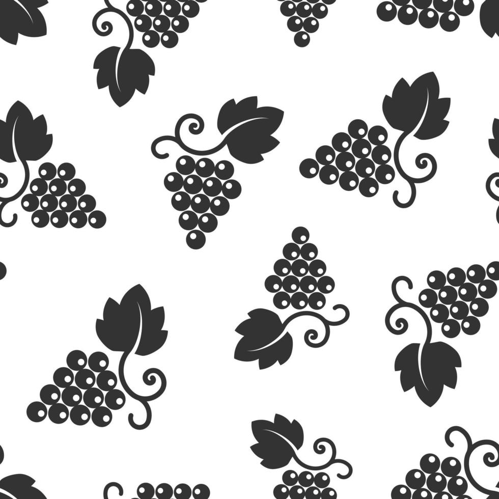 Traube Früchte Zeichen Symbol nahtlos Muster Hintergrund. Weinrebe Vektor Illustration auf Weiß isoliert Hintergrund. Wein Trauben Geschäft Konzept.