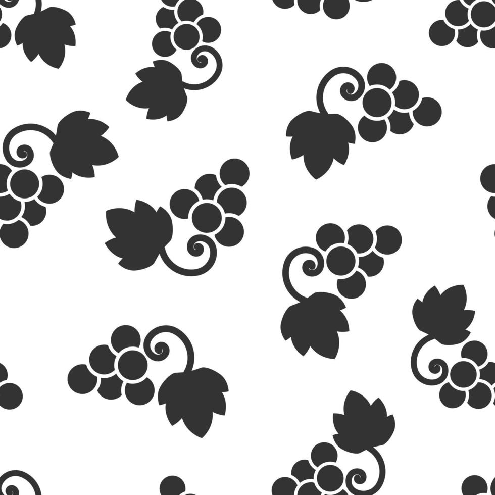 Traube Früchte Zeichen Symbol nahtlos Muster Hintergrund. Weinrebe Vektor Illustration auf Weiß isoliert Hintergrund. Wein Trauben Geschäft Konzept.