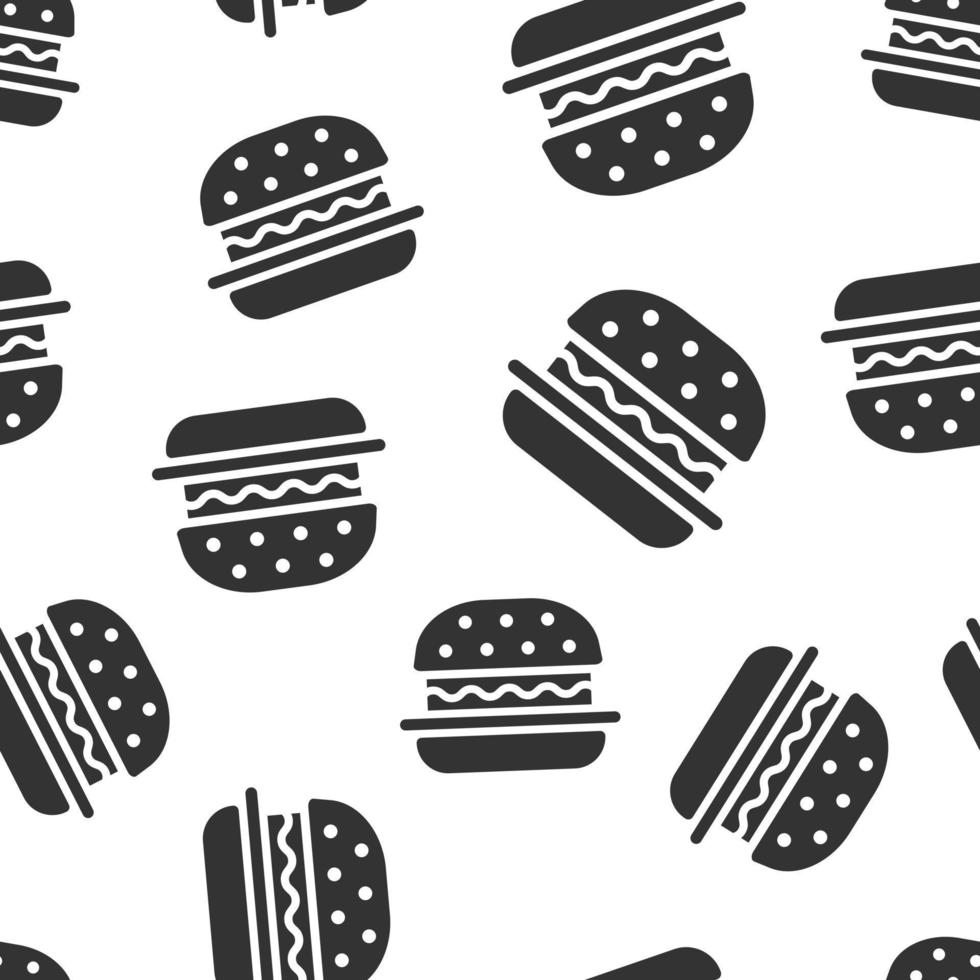 Burger Zeichen Symbol nahtlos Muster Hintergrund. Hamburger Vektor Illustration auf Weiß isoliert Hintergrund. Cheeseburger Geschäft Konzept.