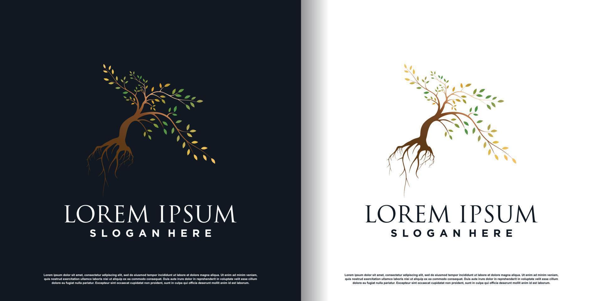 natur träd logotyp design med kreativ begrepp premie vektor