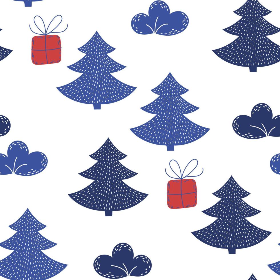 Fichte Blau Neu Jahr Bäume nahtlos Muster Vektor Illustration