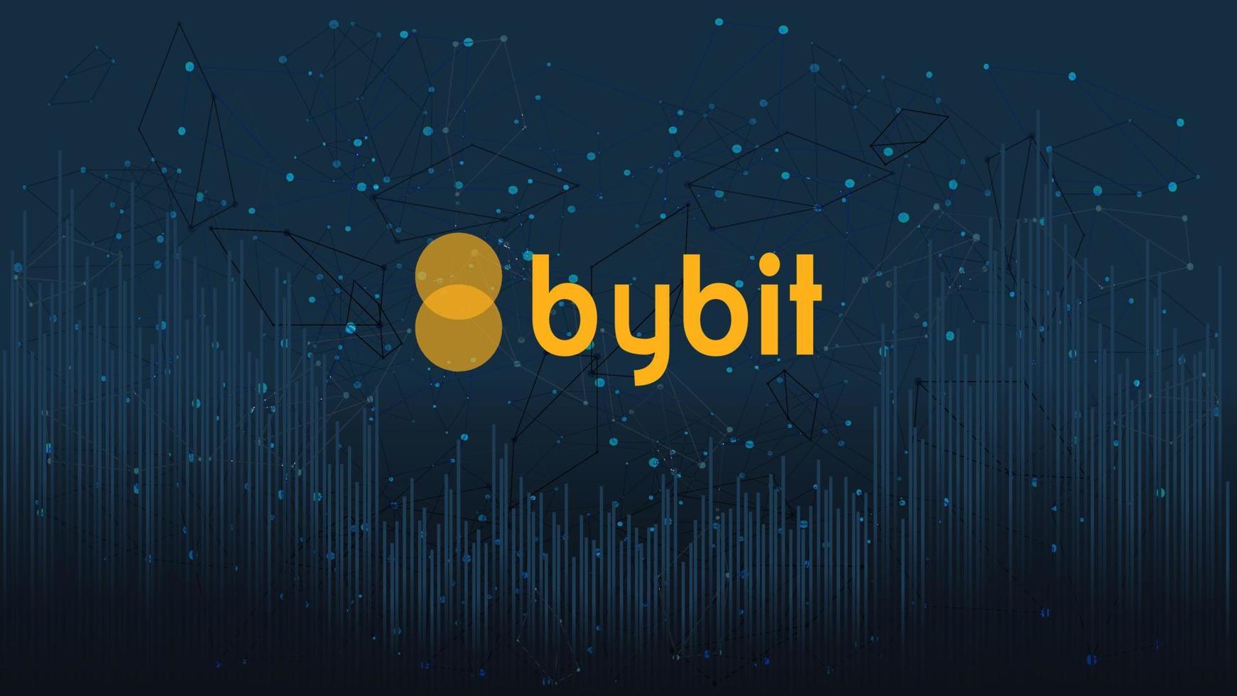 bybit kryptovaluta stock marknadsföra namn med logotyp på abstrakt digital bakgrund. crypto stock utbyta för Nyheter och media. vektor eps10.