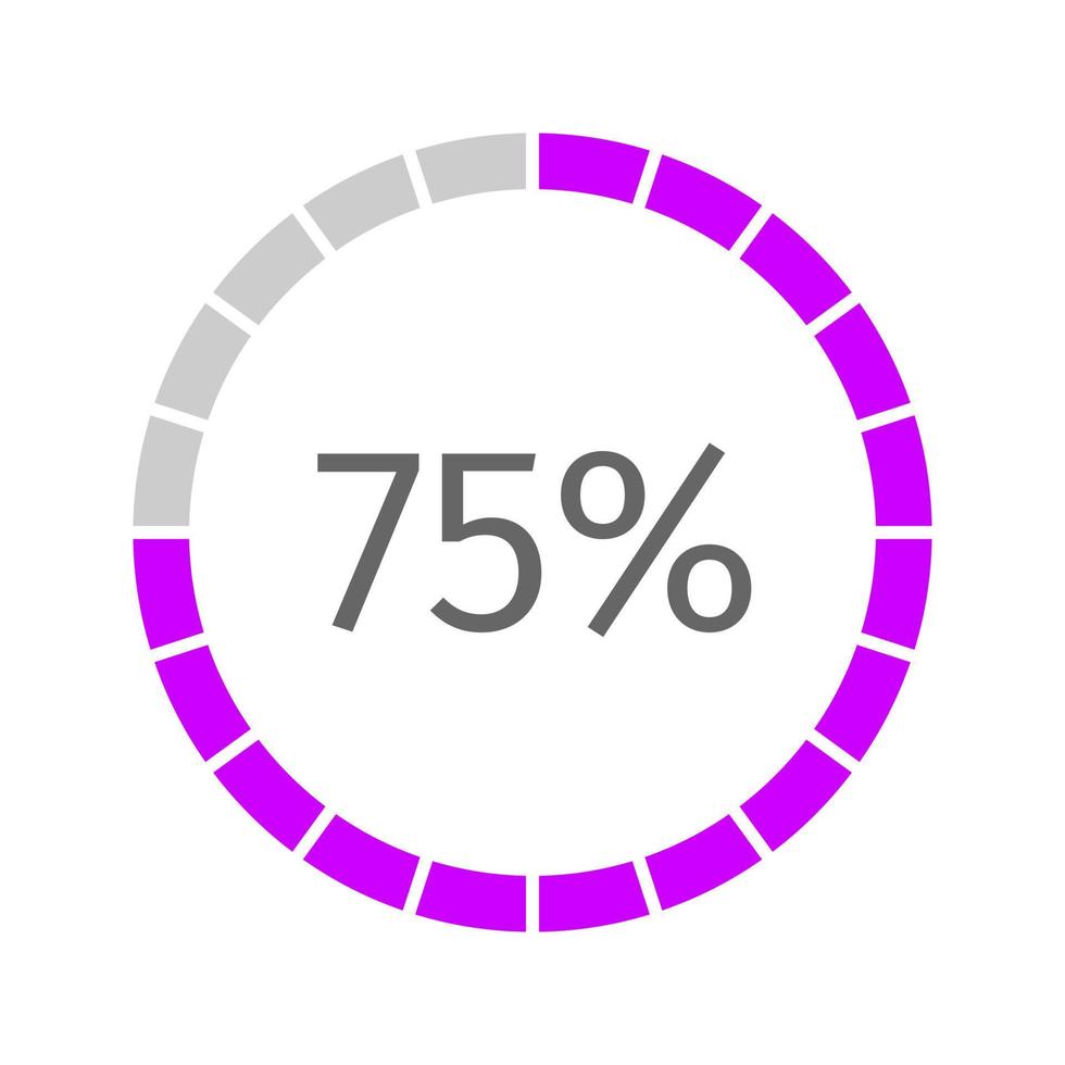 75 procent fylld runda läser in bar. framsteg, väntar eller laddar ner ikon dividerat på segment från 1 till 20. infographic element för hemsida eller mobil gränssnitt vektor