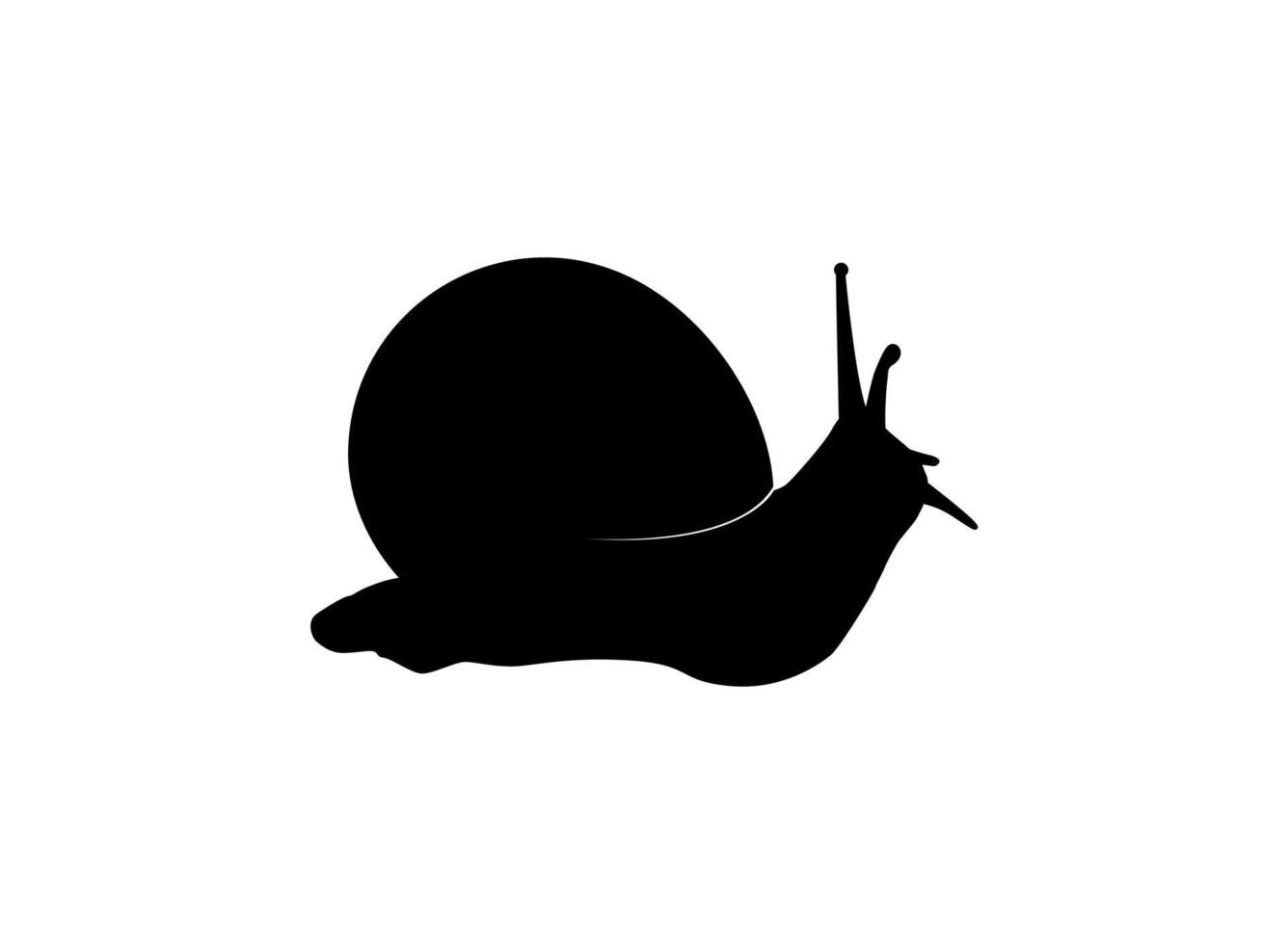 sniglar är också kallad escargot silhuett för logotyp, konst illustration, appar, hemsida eller grafisk design element. vektor illustration