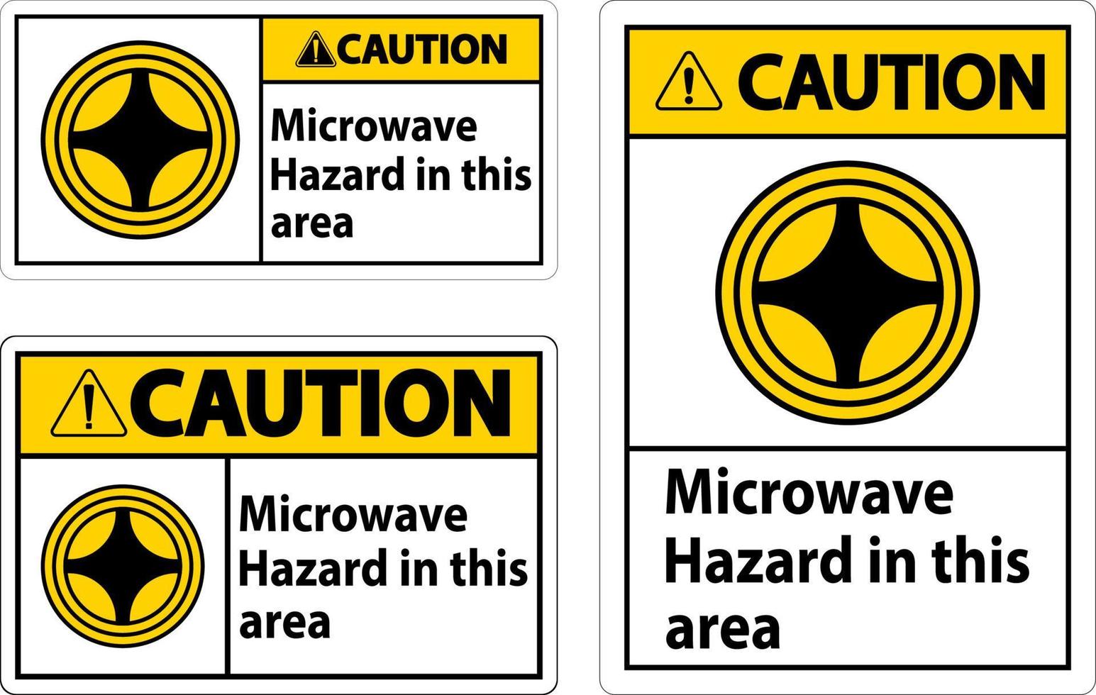 Vorsicht Zeichen Mikrowelle Gefahr im diese Bereich mit Symbol vektor