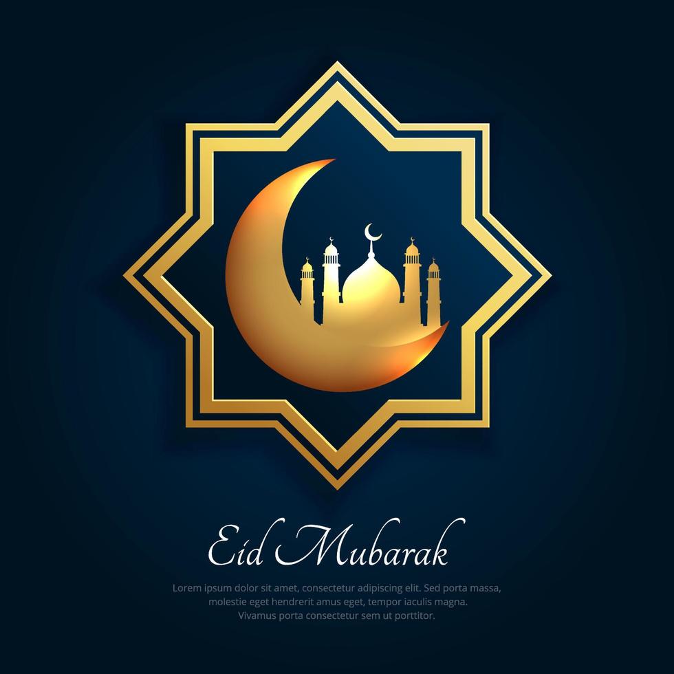 modern eid Mubarak Design Hintergrund mit Moschee und Halbmond Mond Vektor. elegant Ramadan kareem Hintergrund vektor